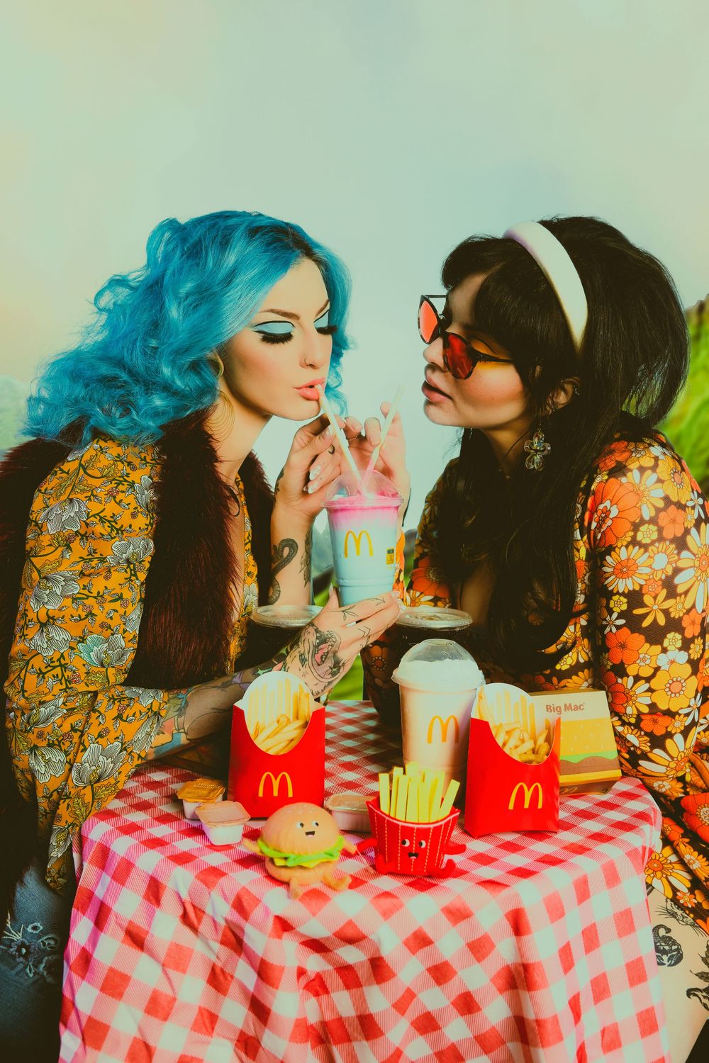 disco fashion photoshoot
McDonald’s editorial photography
retro pop art concept
colorful fashion photography
food and fashion photo shoot