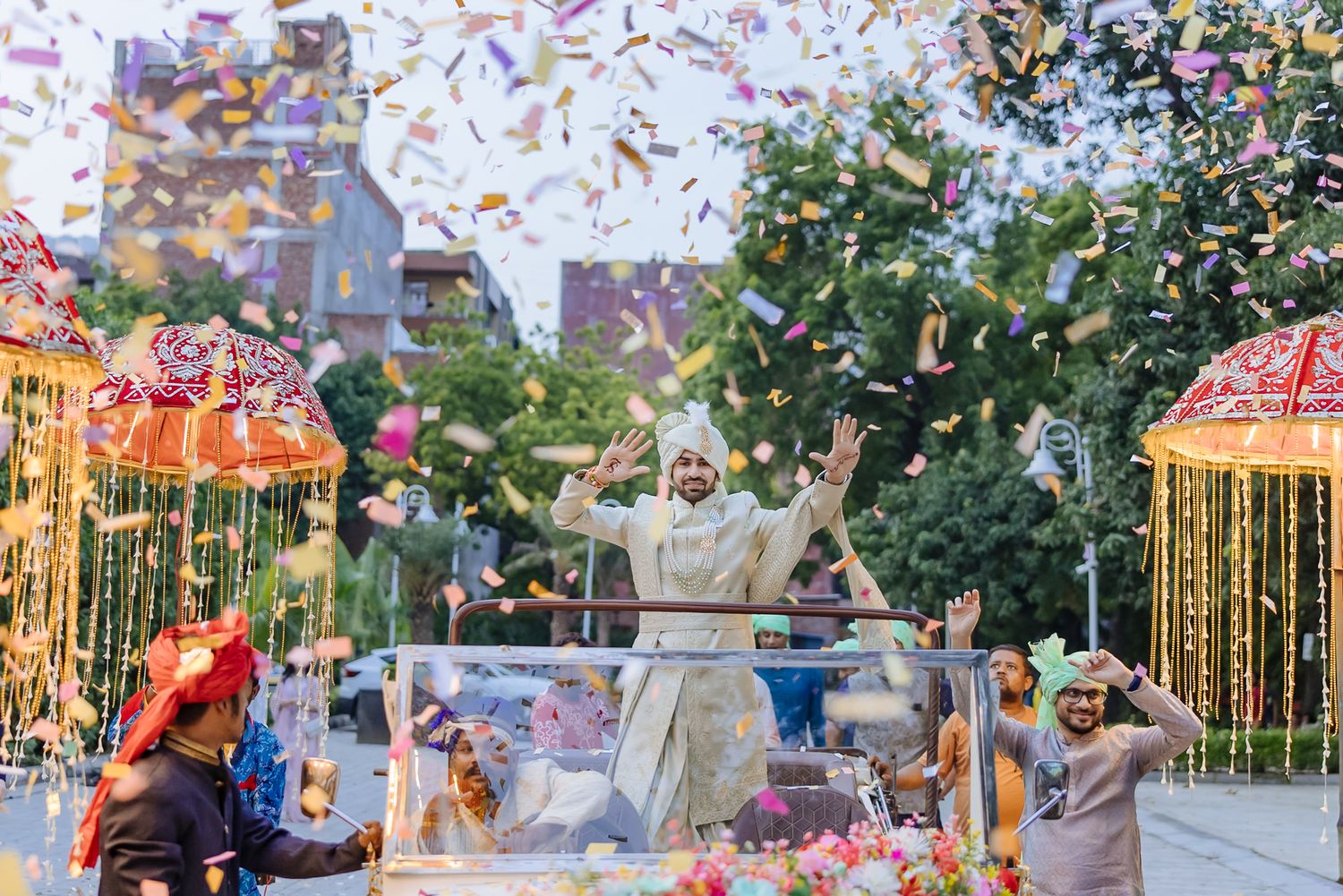 High-energy Punjabi Baraat celebrating Shorye and Leah’s wedding at Tivoli Chattarpur