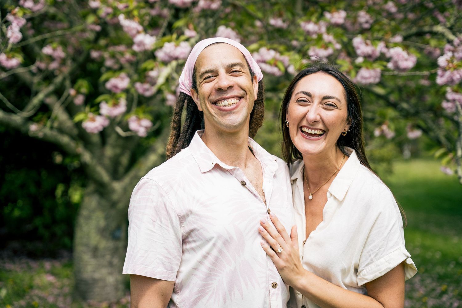 Engagement photography session featuring a couple posing together in New York City