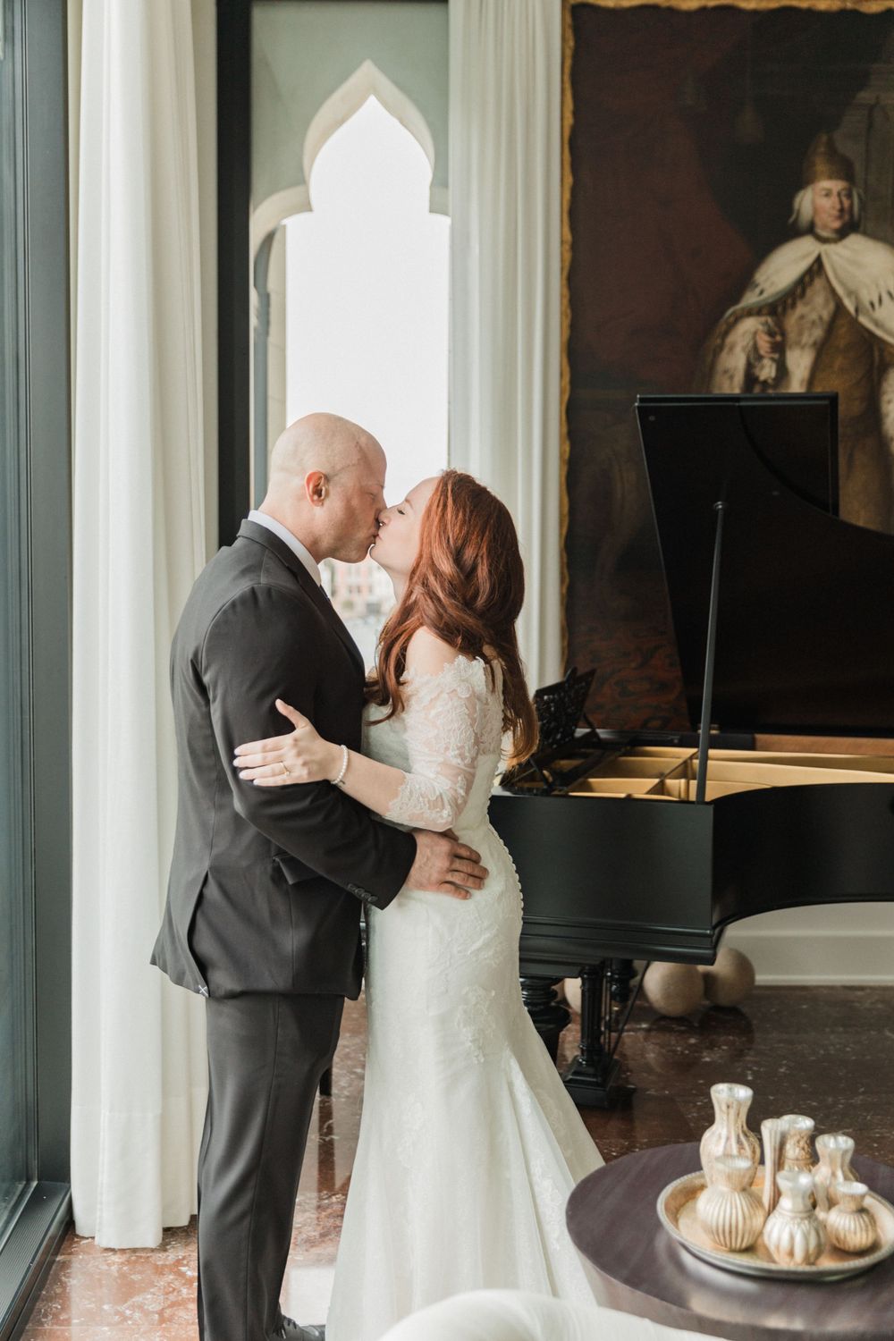 Venice Elopement at Palazzetto Foscari - Bride and Groom's First Look at Palazzetto Foscari -Destination Elopement in Venice Italy