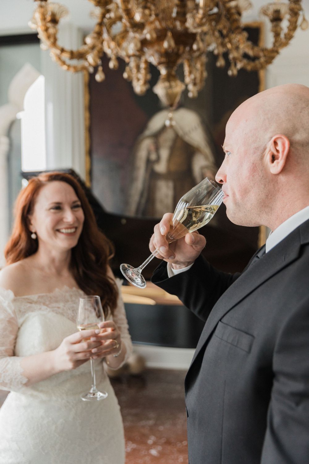 Venice Elopement at Palazzetto Foscari - Bride and Groom's First Look at Palazzetto Foscari -Destination Elopement in Venice Italy