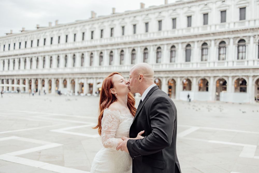 Elopement Photoshoot at Saint Marks Square in Venice, Italy- Destination Elopement in Venice Italy at Piazza San Marco