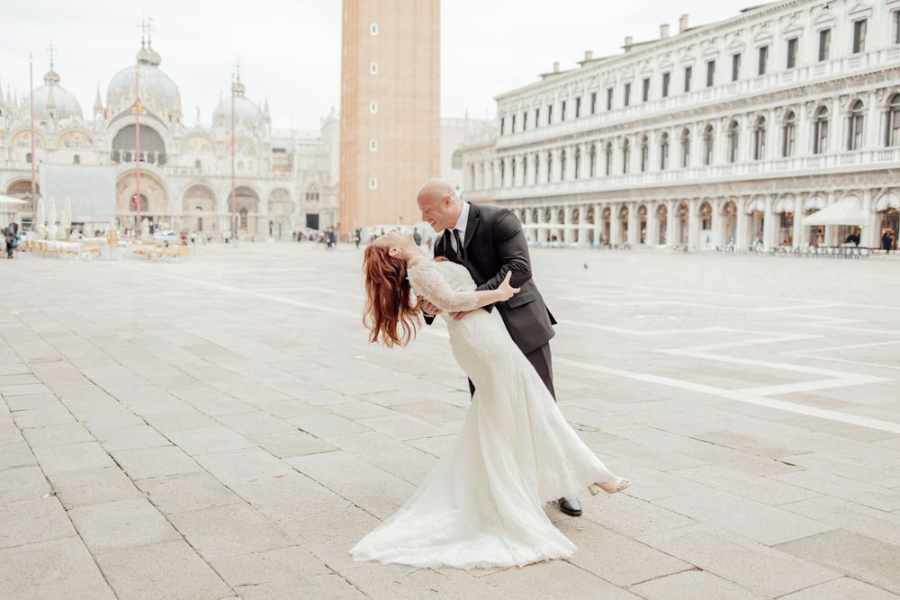 Elopement Photoshoot at Saint Marks Square in Venice, Italy- Destination Elopement in Venice Italy at Piazza San Marco