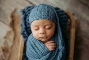 wrapped blue Dayton newborn