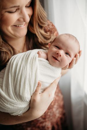 mother and son newborn picture in Dayton Newborn Studio