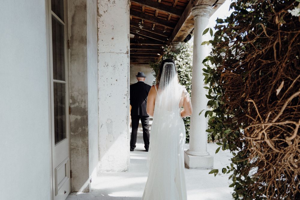 The brode and her father before their First Look, captured by Apertured Media Auckland Wedding Photographer.