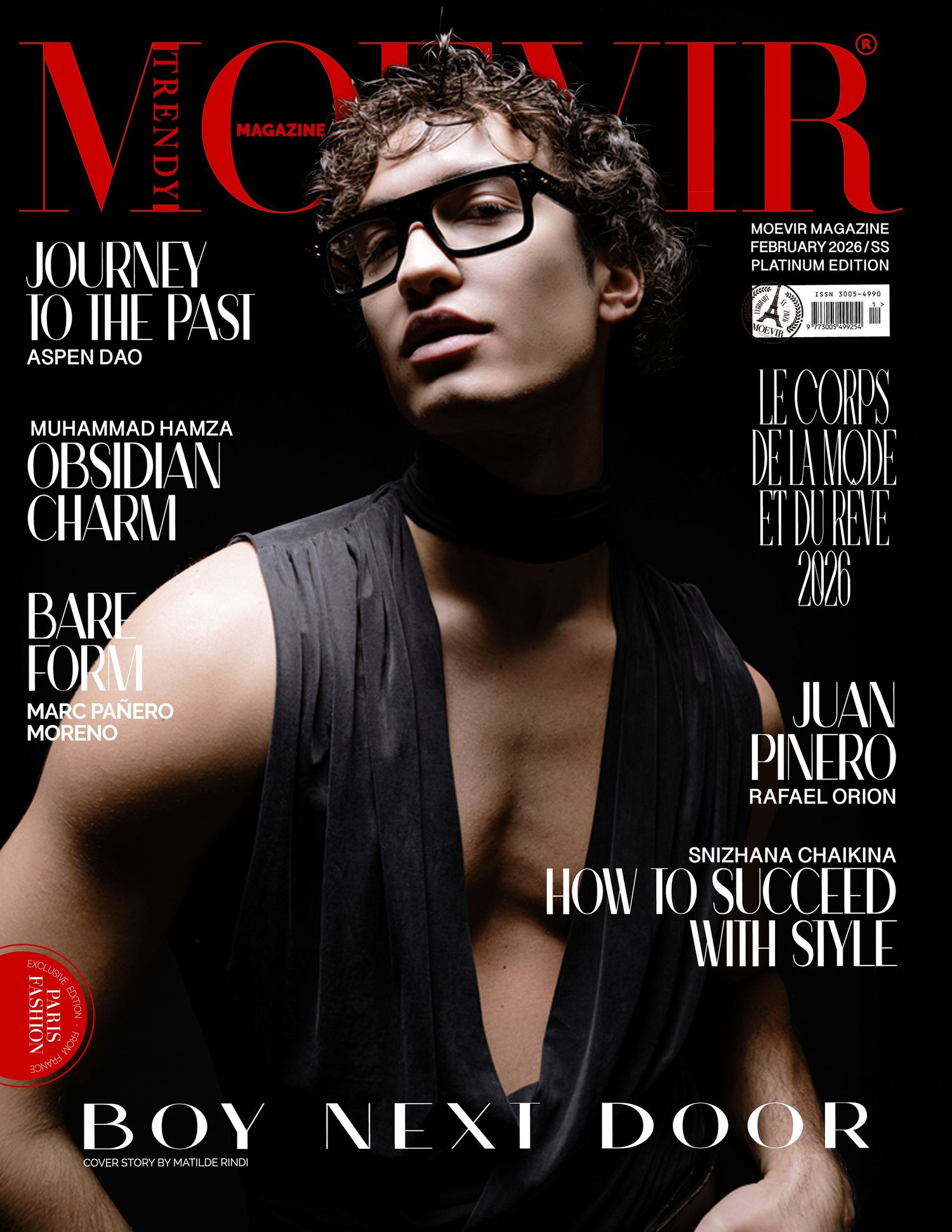 Collection of fashion magazine covers featuring dramatic black and white portraits with bold typography and styling.