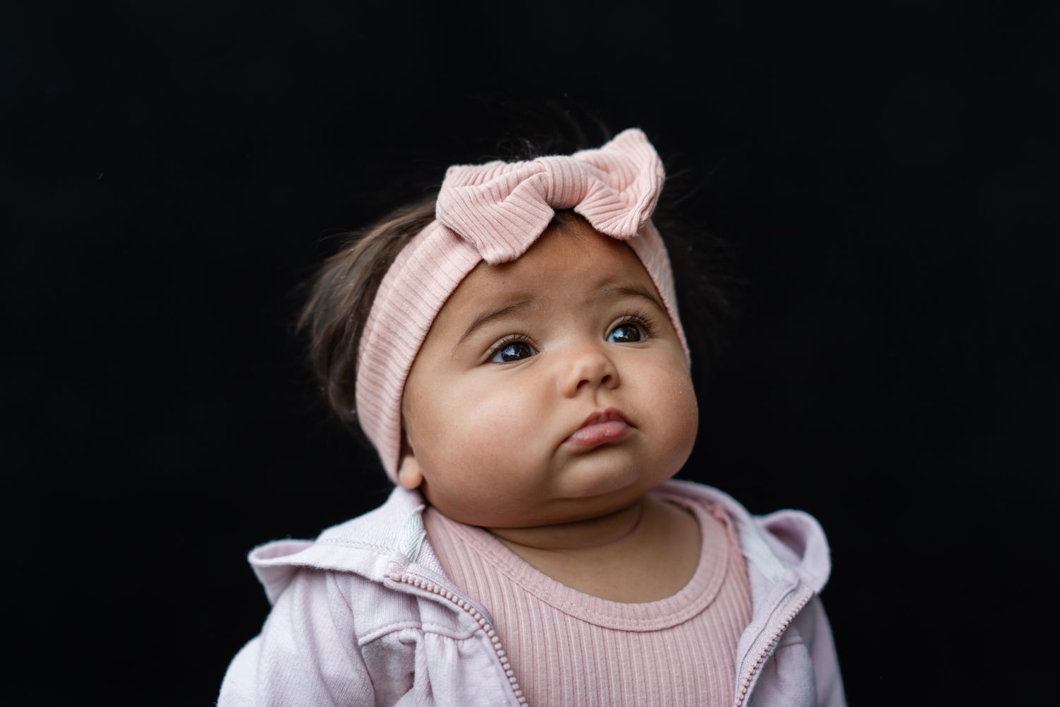 Fine art school portrait of young baby girl