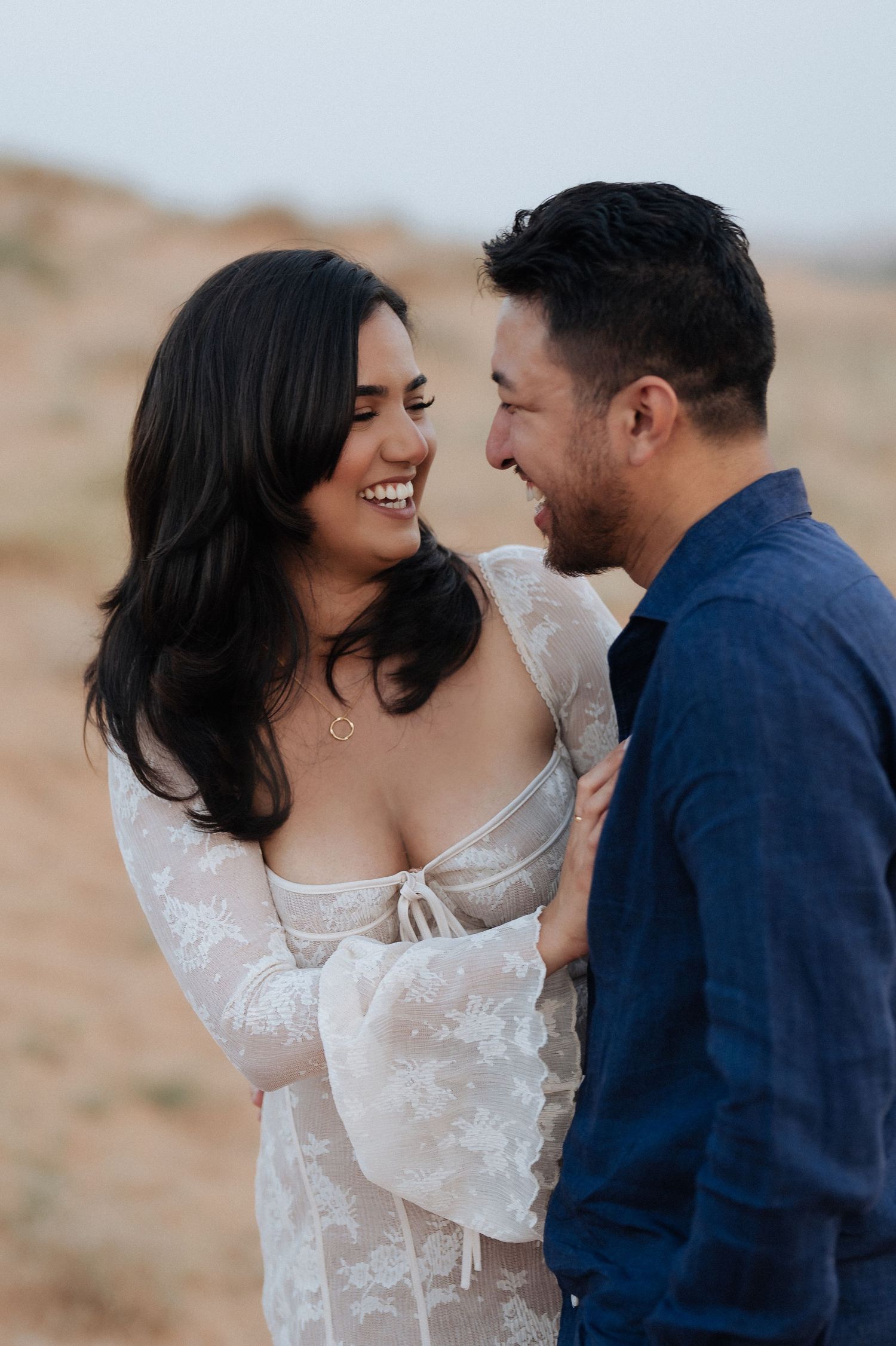 Pre-wedding photoshoot in Dubai – couple portrait in desert
