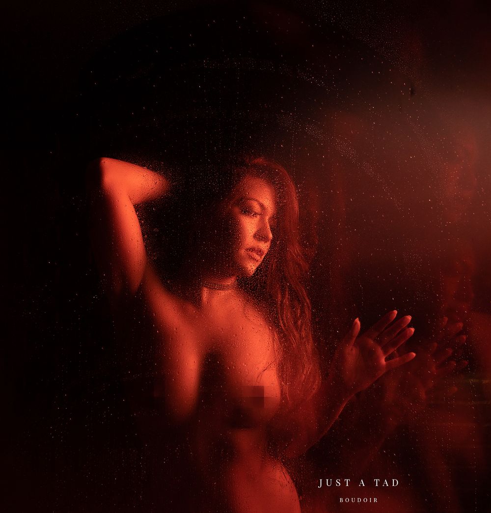 Red light shower scene. Greenville SC boudoir photographer Easley, SC boudoir, Upstate boudoir photographer