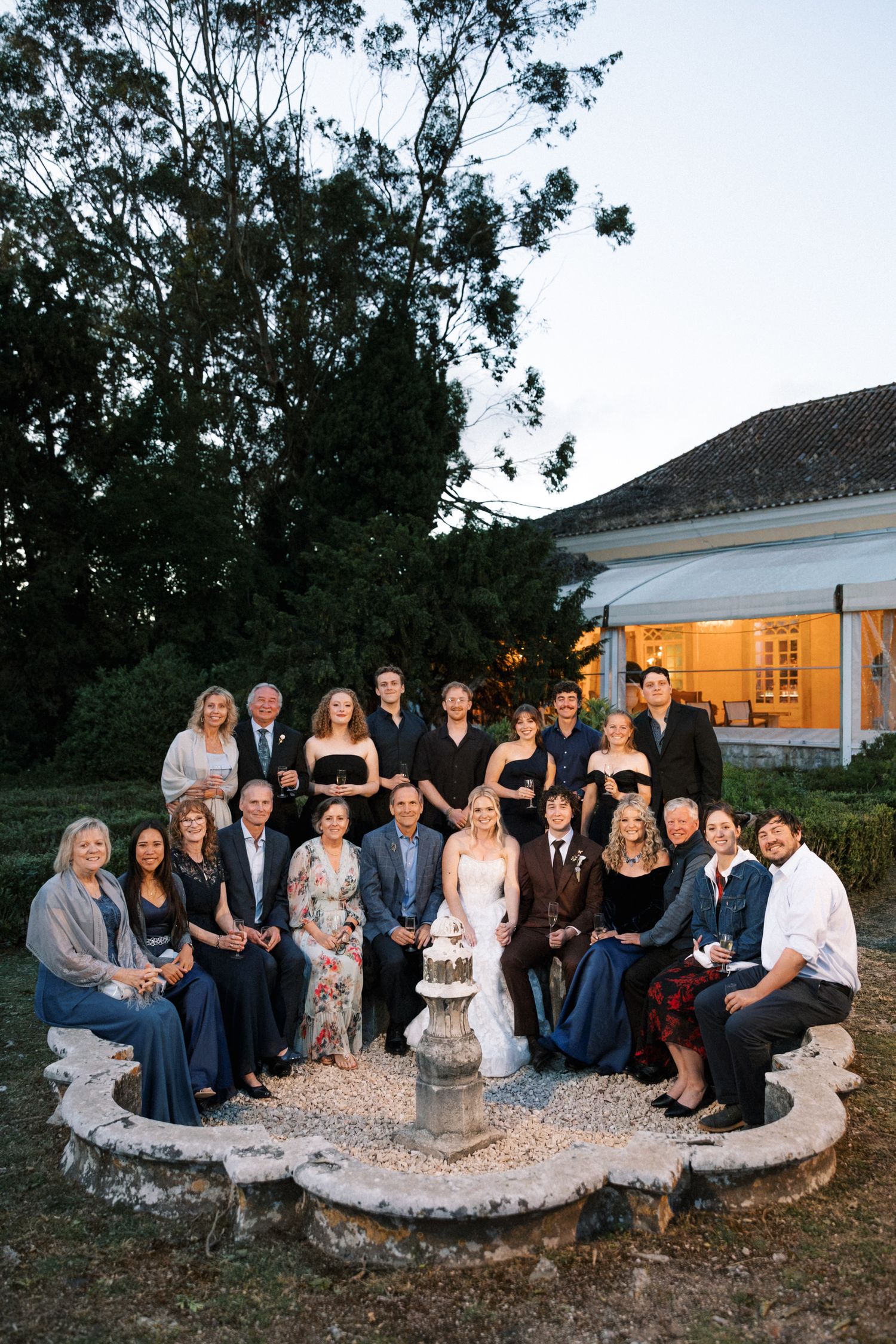 Intimate wedding celebration surrounded by loved ones in Portugal