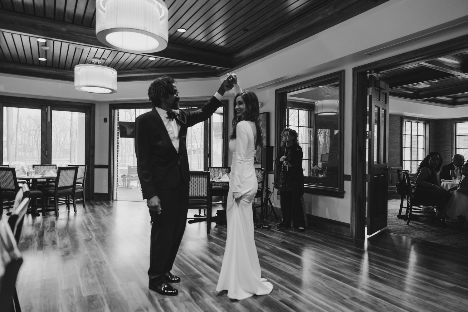 Bride and groom, first dance at their wedding reception located at Holliday Farms in Zionsville, Indiana