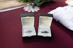 Hidden Gem wedding Meridian Idaho rings in boxes