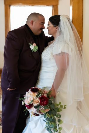 Hidden Gem wedding Meridian Idaho bride and groom looking at each other