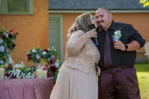 Hidden Gem wedding Meridian Idaho mother of groom kissing him on the cheek