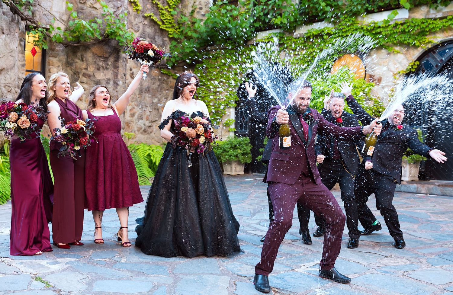 Bridal party group photos at a non-traditional wedding in NSW, photographed by Wollongong wedding photographer Serene Coleman.