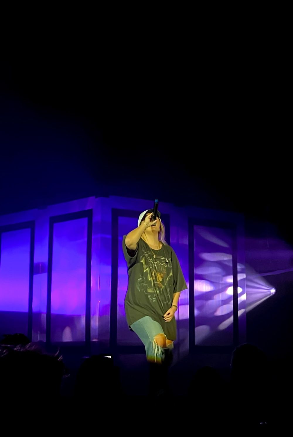 A woman singing on stage