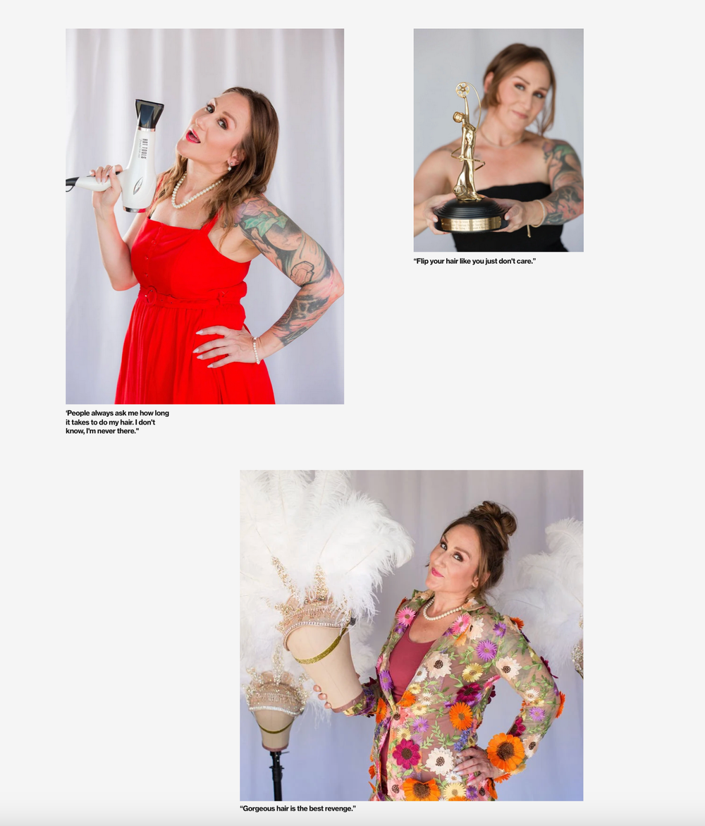 Fashion photography collection featuring red dress and casual lifestyle poses.