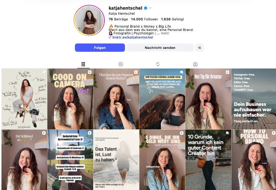 Screenshots von Katjas Instagram-Account und Reels