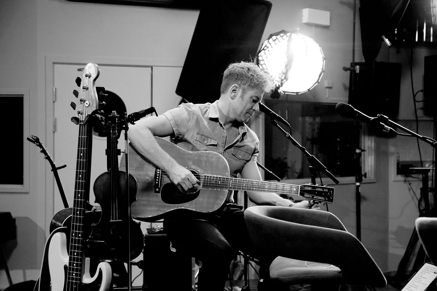 Peter Johansson i Bagpipe Studio med Rakt Live. Fotograf Rebecca Nordin.
