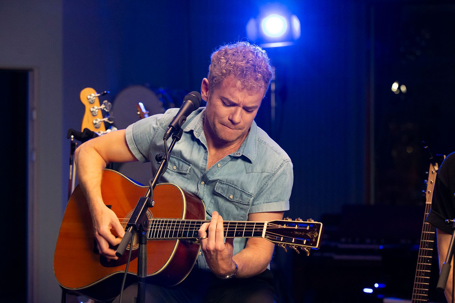 Peter Johansson och Bruno Mitsogiannis i Bagpipe Studio med Rakt Live. Fotograf Rebecca Nordin.