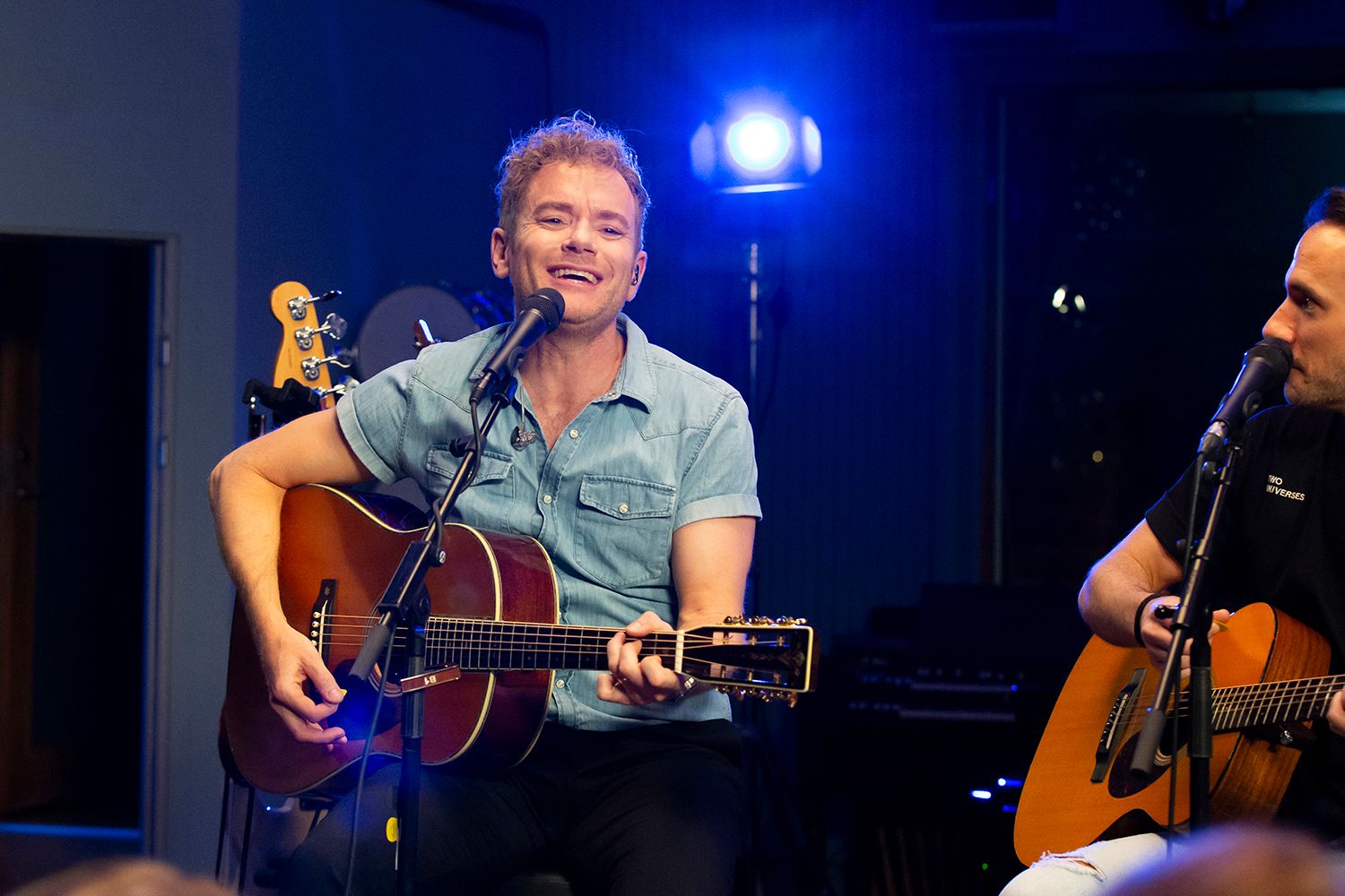 Peter Johansson och Bruno Mitsogiannis i Bagpipe Studio med Reakt Live. Fotograf Rebecca Nordin.