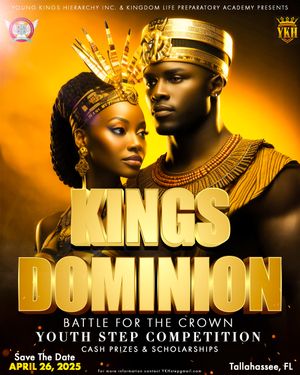 Golden-hued promotional poster for Kings Dominion youth step competition.