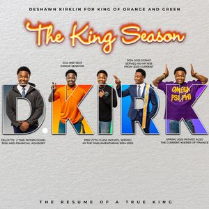 Creative typographic design showing the text 'DKIRK' with photo collage elements in orange and blue tones.