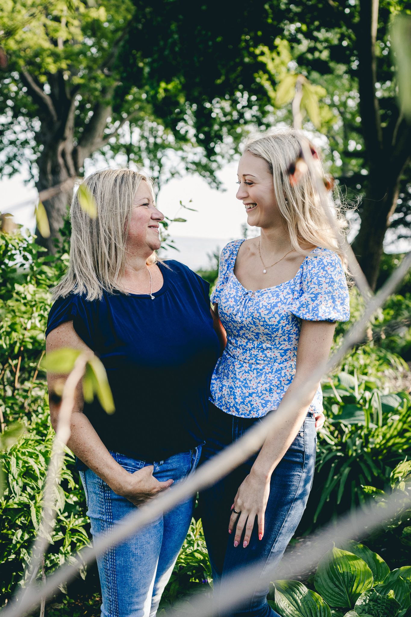 Mother and daughter looking at one another