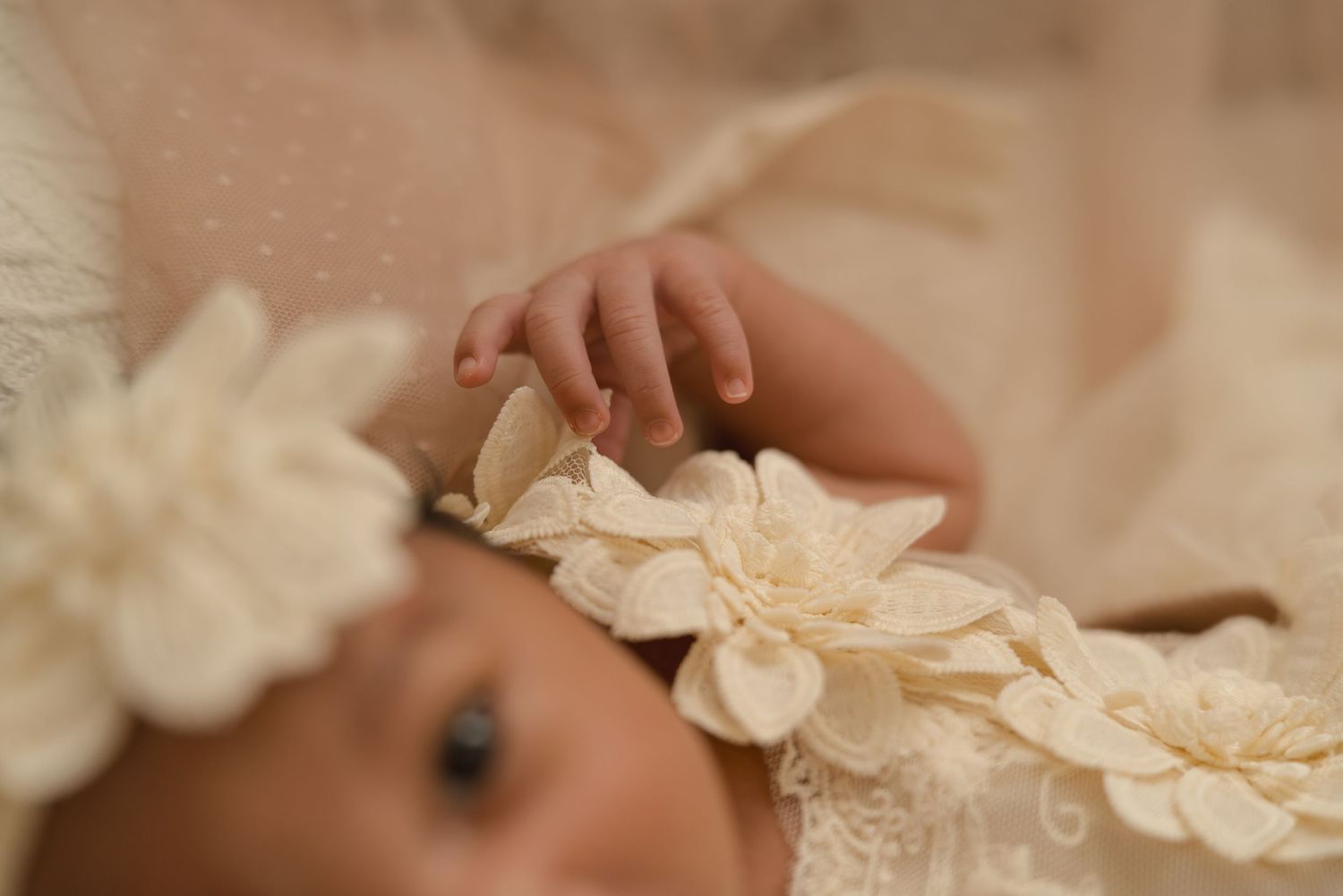 Photo de détail d'une main d'un bébé dans un style Lifestyle