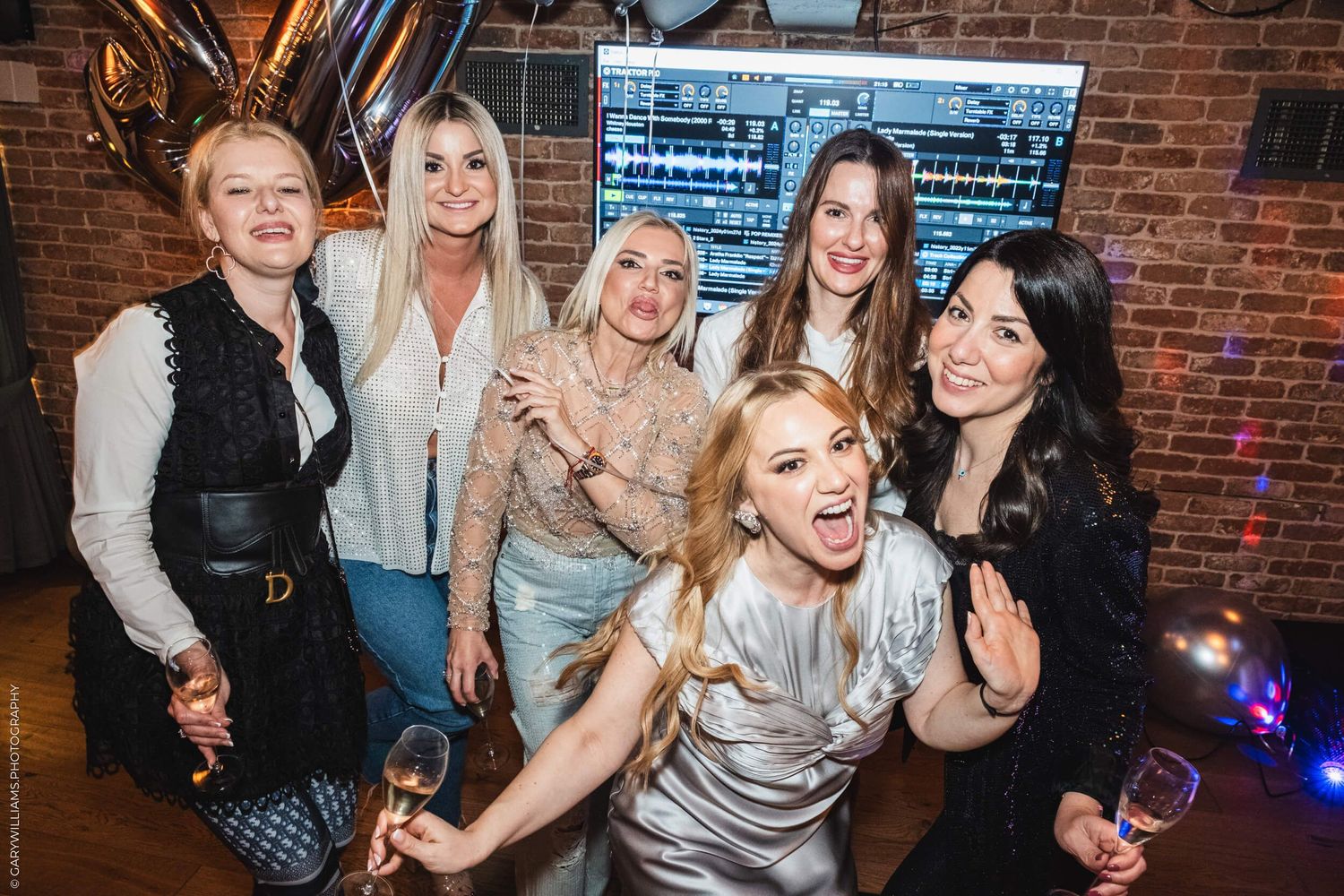 Evie and her friends at her 40th birthday party in London.