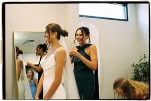 A sequence of candid dance studio moments showing people practicing and rehearsing in a bright interior space.