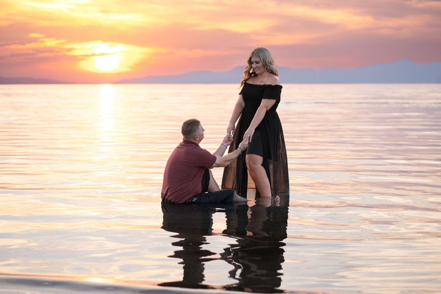 Engagement session taken at the Great Salt Lake, Tooele Utah.
