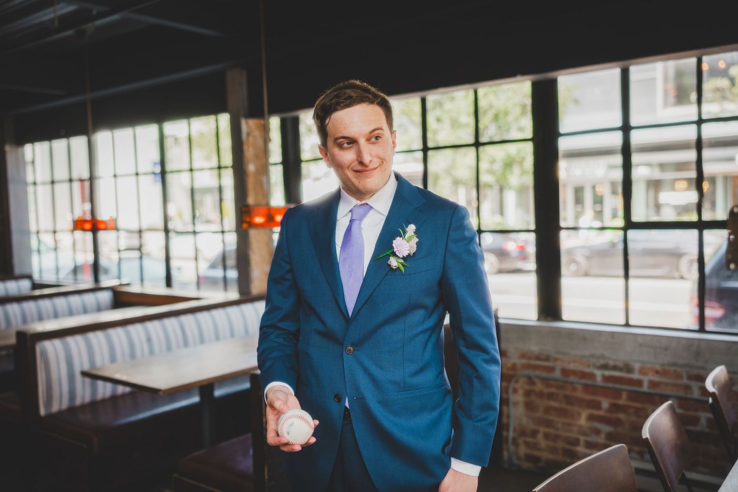 Groom with baseball