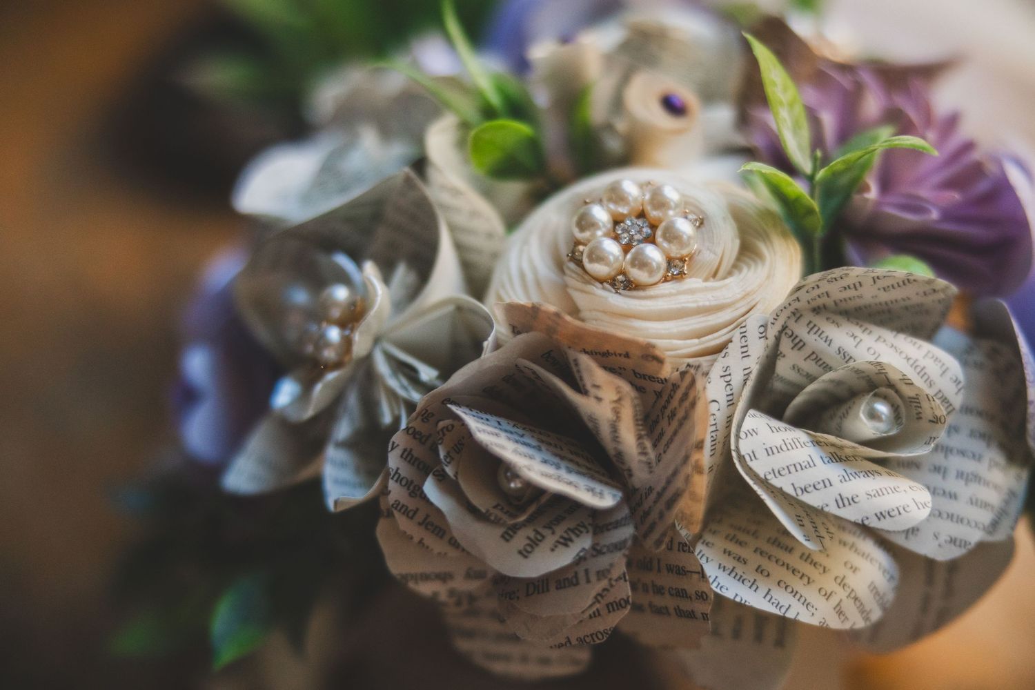 custom bouquet made from book pages