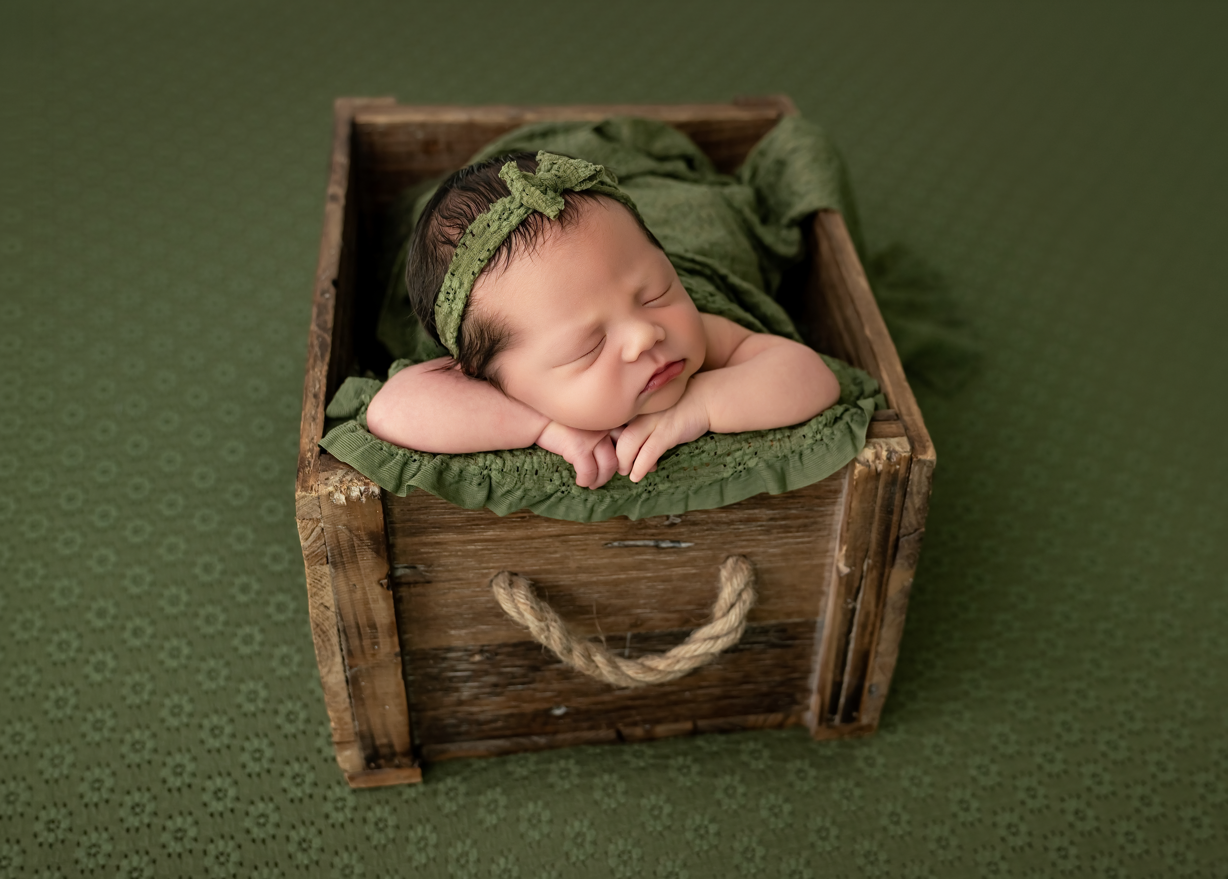 Fall studio newborn session featuring olive green in Lexington, KY.