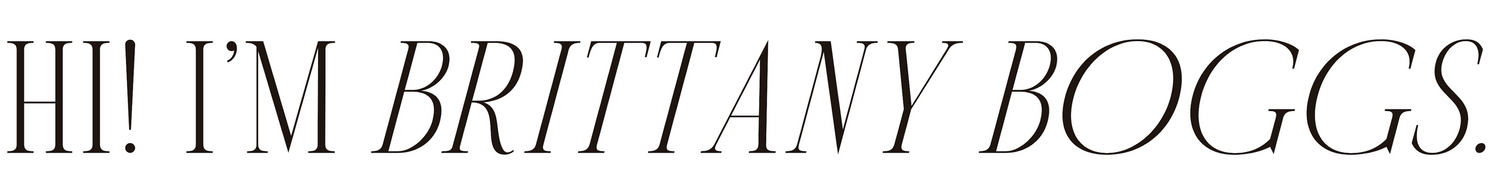 Stylish text banner reading Hi I'm Brittany Boggs in elegant font.