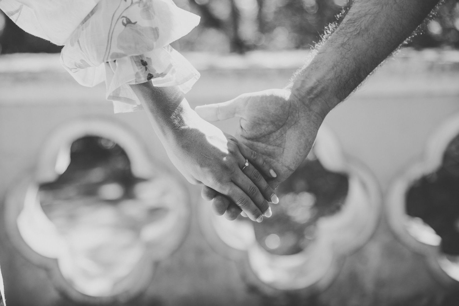 Detail shots of hands together in casual poses against various backgrounds.