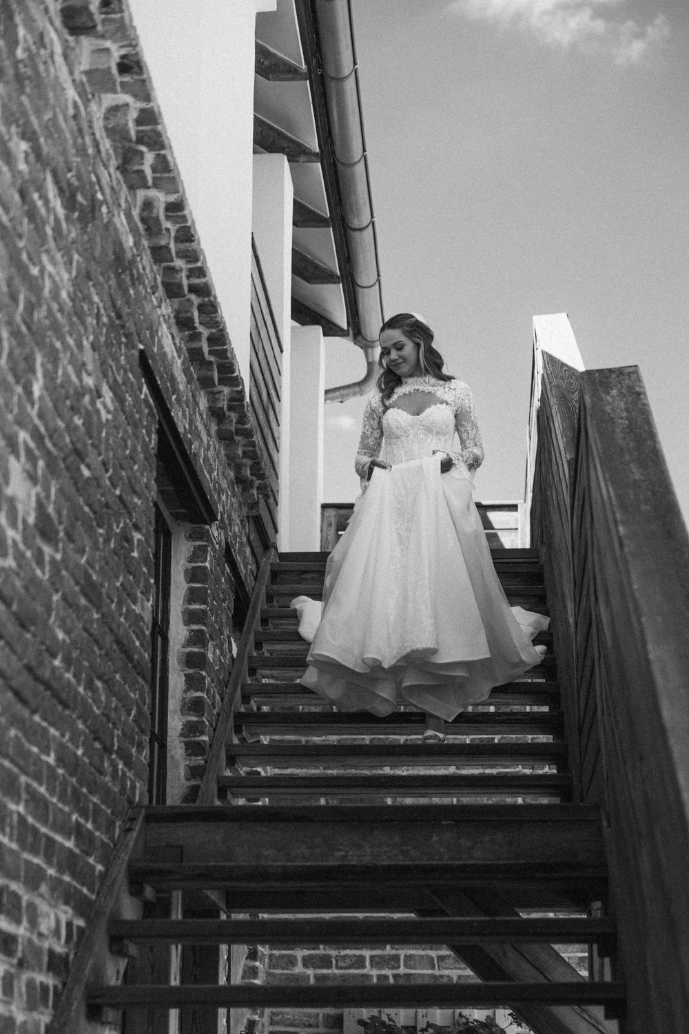 bride coming downstairs