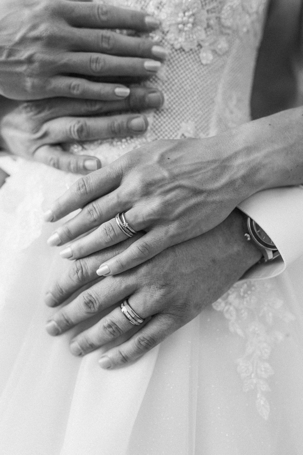 detail picture of hands with wedding rings