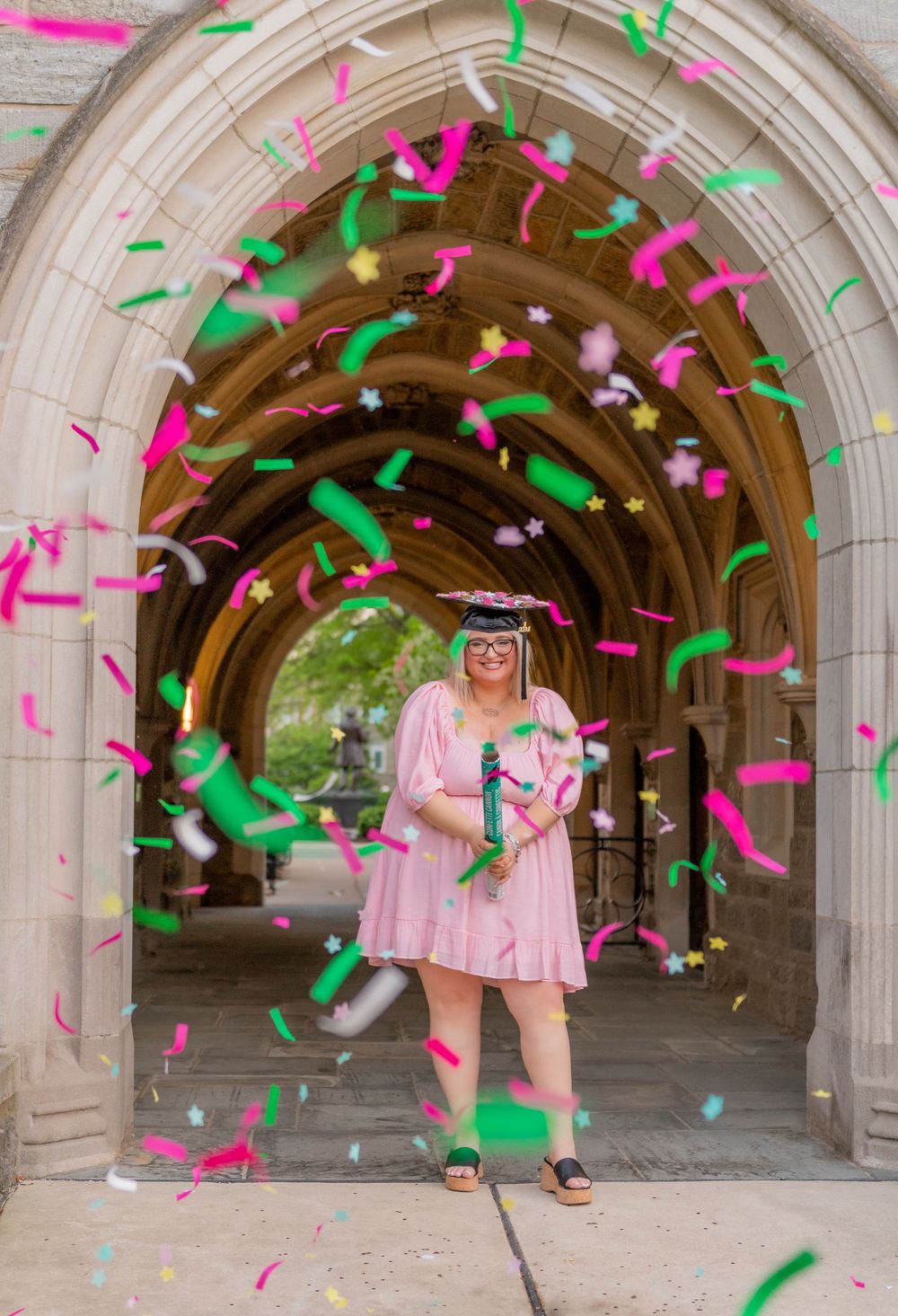 confetti graduation photo at West Chester University