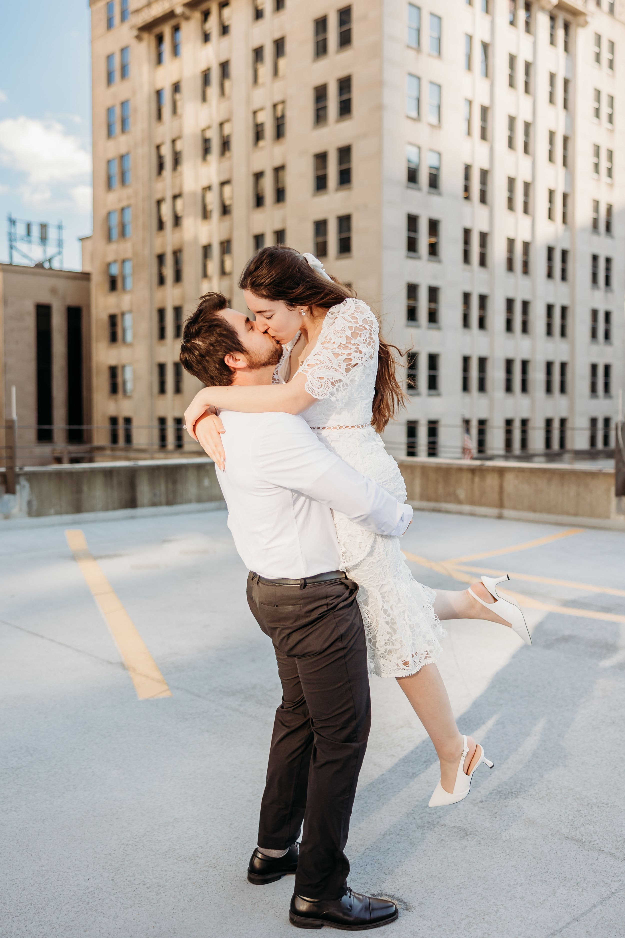 Engaged couple. The girl is being picked up. Cincinnati Wedding photographer. NKY wedding photographer. Chicago Wedding Photographer.