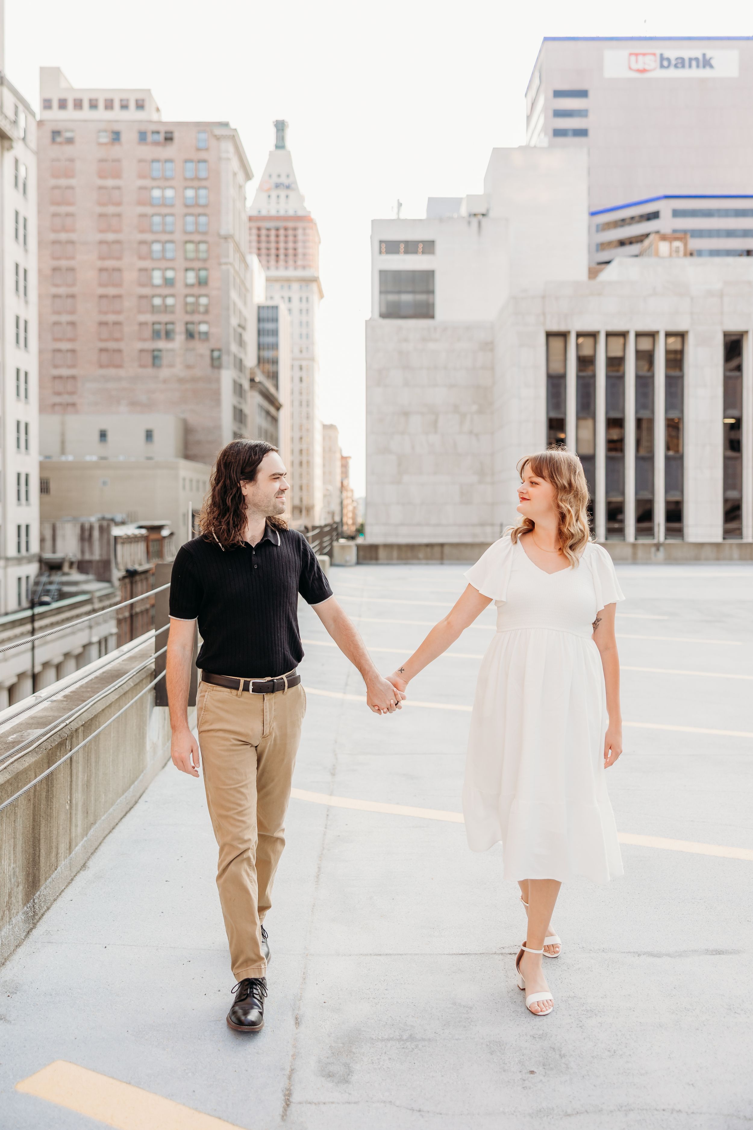 Engaged couple in Cincinnati walking together. Cincinnati Wedding photographer. NKY wedding photographer. Chicago Wedding Photographer.