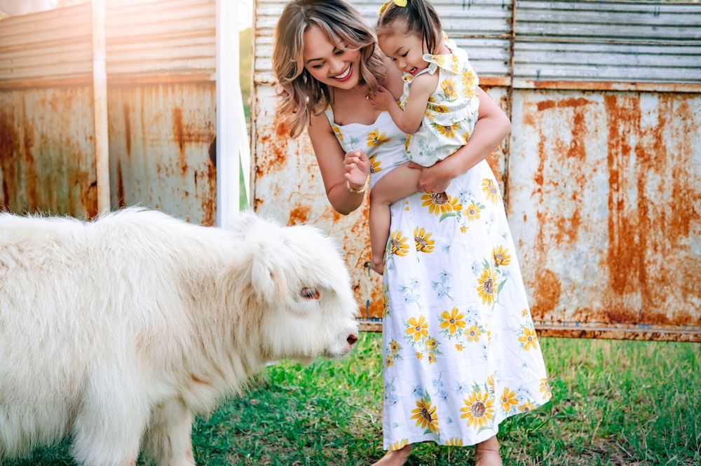 Ranch family session fort worth, highland cow
