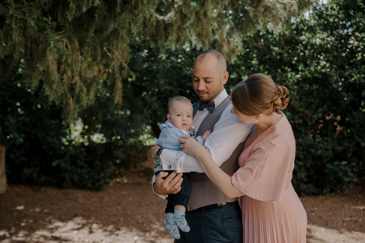 Family portraits before christening in Cyprus.