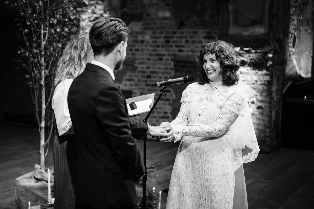 bride smiling at wedding in London