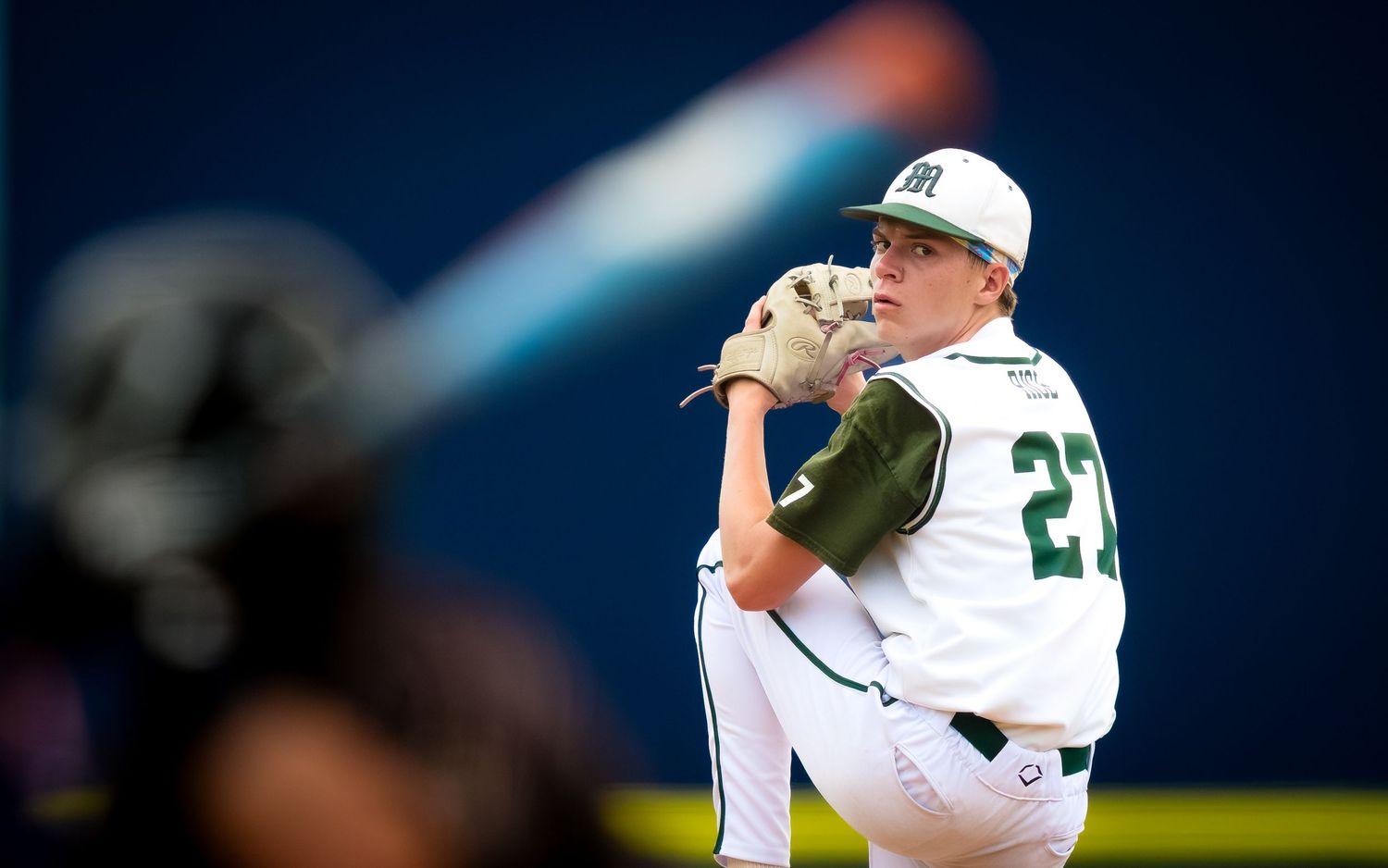 Pitcher winding up during PIAA Class 1A State Baseball Championship, by Deanna Fox, SportsFox Photography, Hershey PA