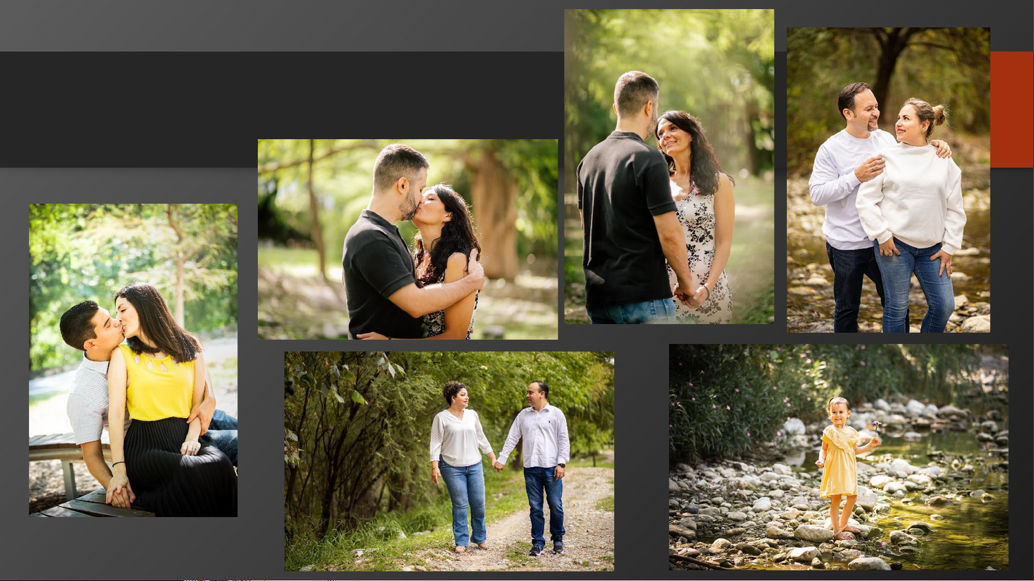 Romantic couple poses at lush green outdoor heritage location with stone river in Rio la silla Monterrey.