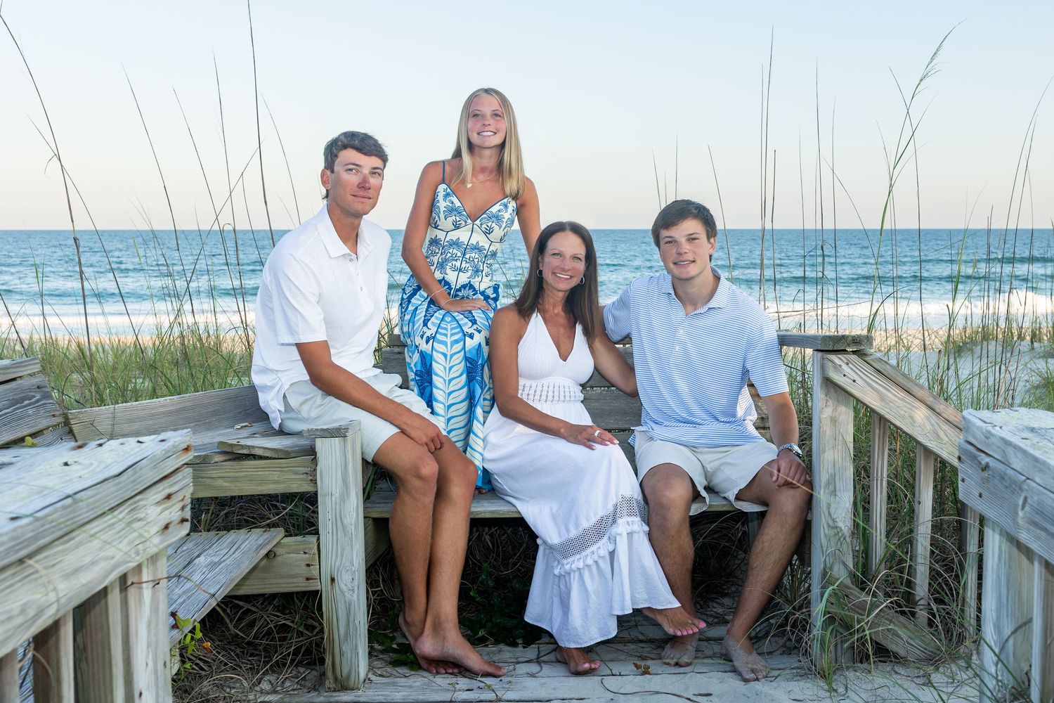 Family photos with older children on the beach in Emerald Isle, NC. Swansboro Photographer Samantha Ann Photo. Beach photographer.