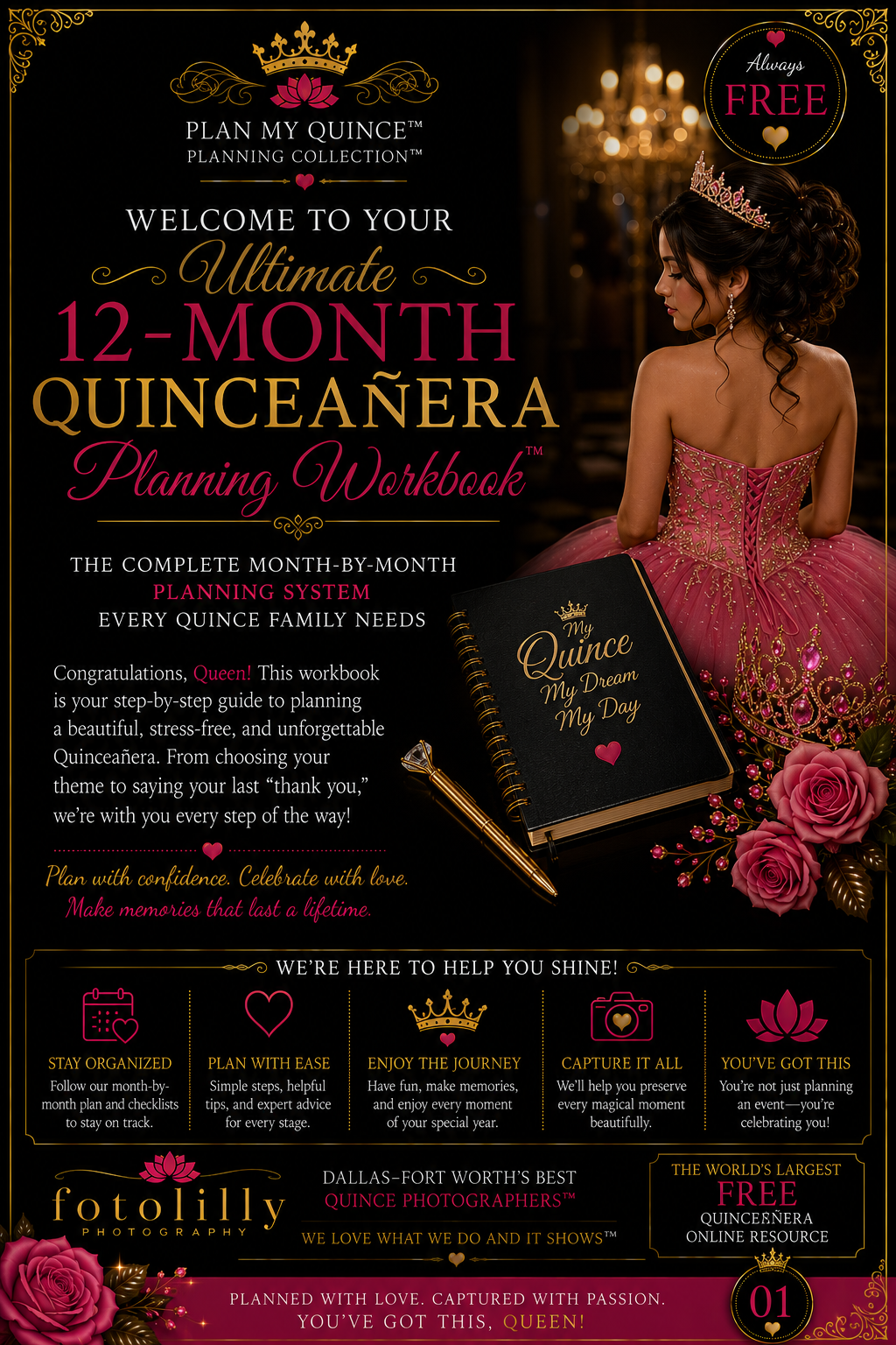 FREE Quinceañera downloads including planning workbooks, printable checklists, budget planners, guides and planning resources